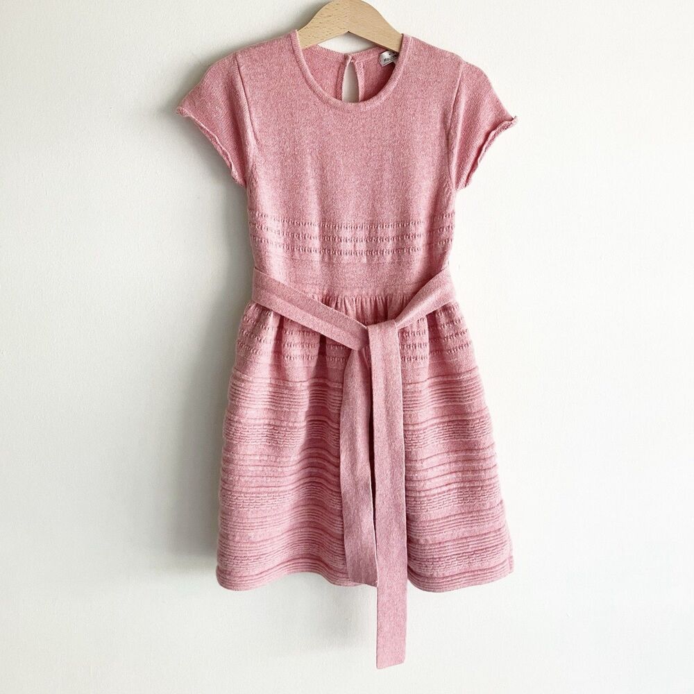 Mayoral Chic Sweater Dress Girls Size 4 104 cm Rose Pink Striped Short Sleeve